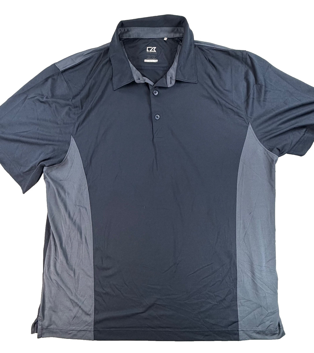 Cutter & Buck CB DryTec Short Sleeve Polo Shirt in Black / Gray (Men's XXL)